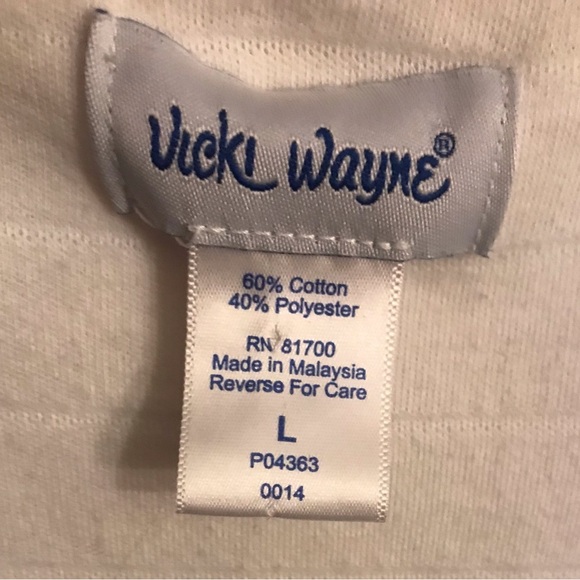 Vicki Wayne White Striped Cardigan Sweater Size L - Picture 6 of 7